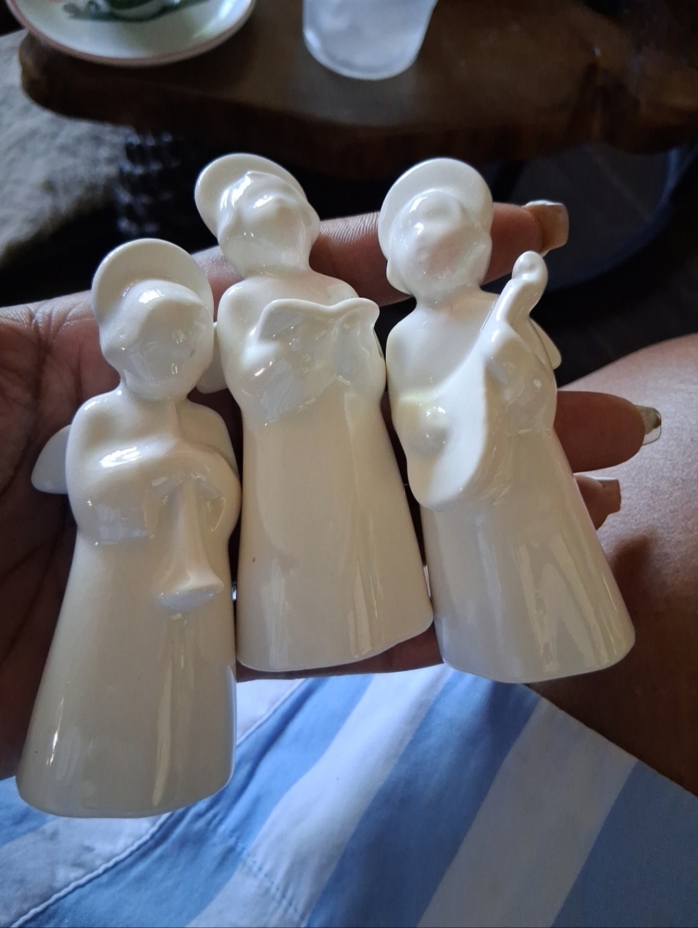 White Porcelain Angels Set of 3 Playing Musical Instruments Royal Copenhagen